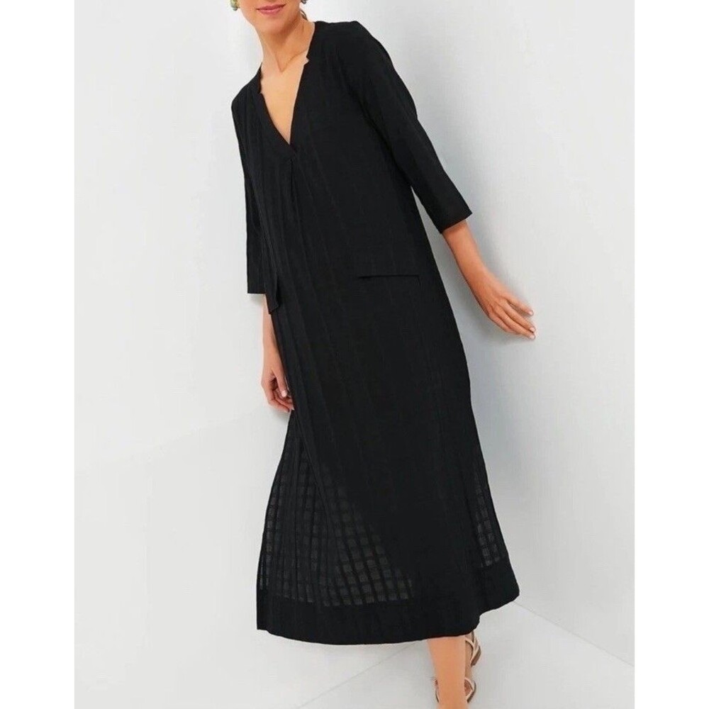 Pomander Place Dress Womens Large Tuckernuck Black Carolina Caftan Maxi Cotton